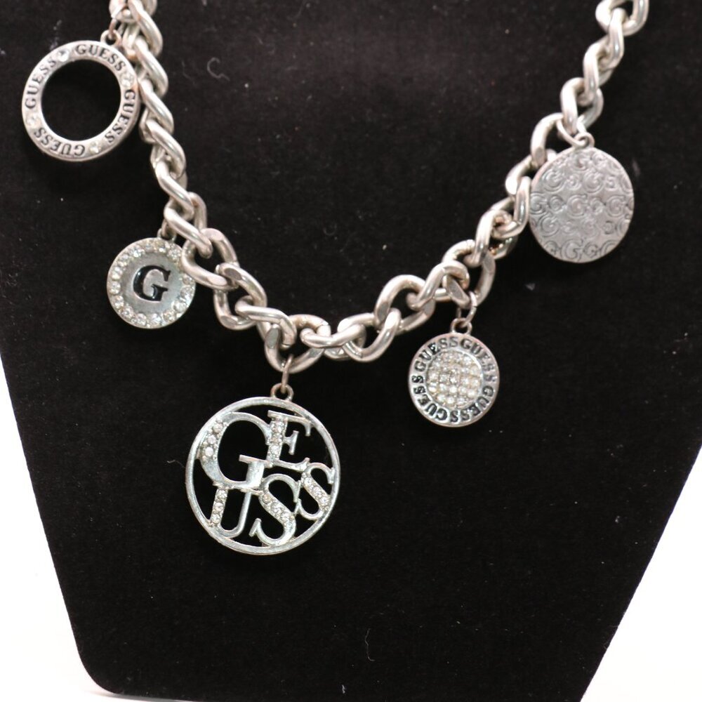 Guess 32" Necklace with Guess Medallion Charms and 2 Inch Extender